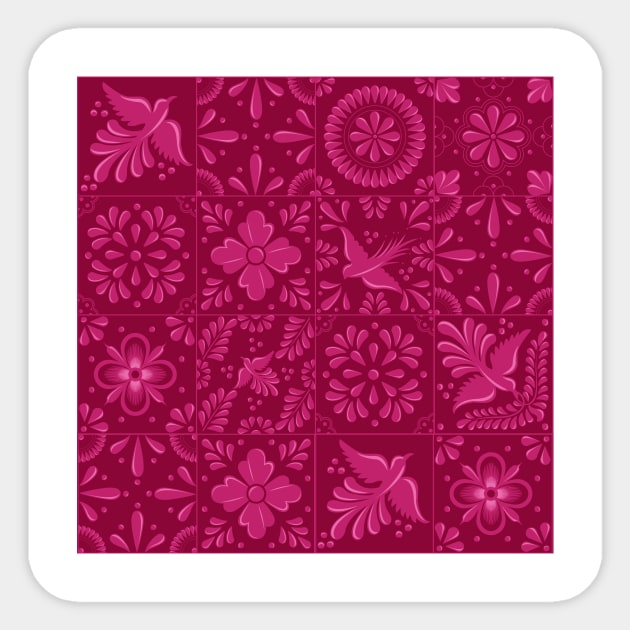 Mexican Pink Talavera Tiles Pattern by Akbaly Sticker by Akbaly